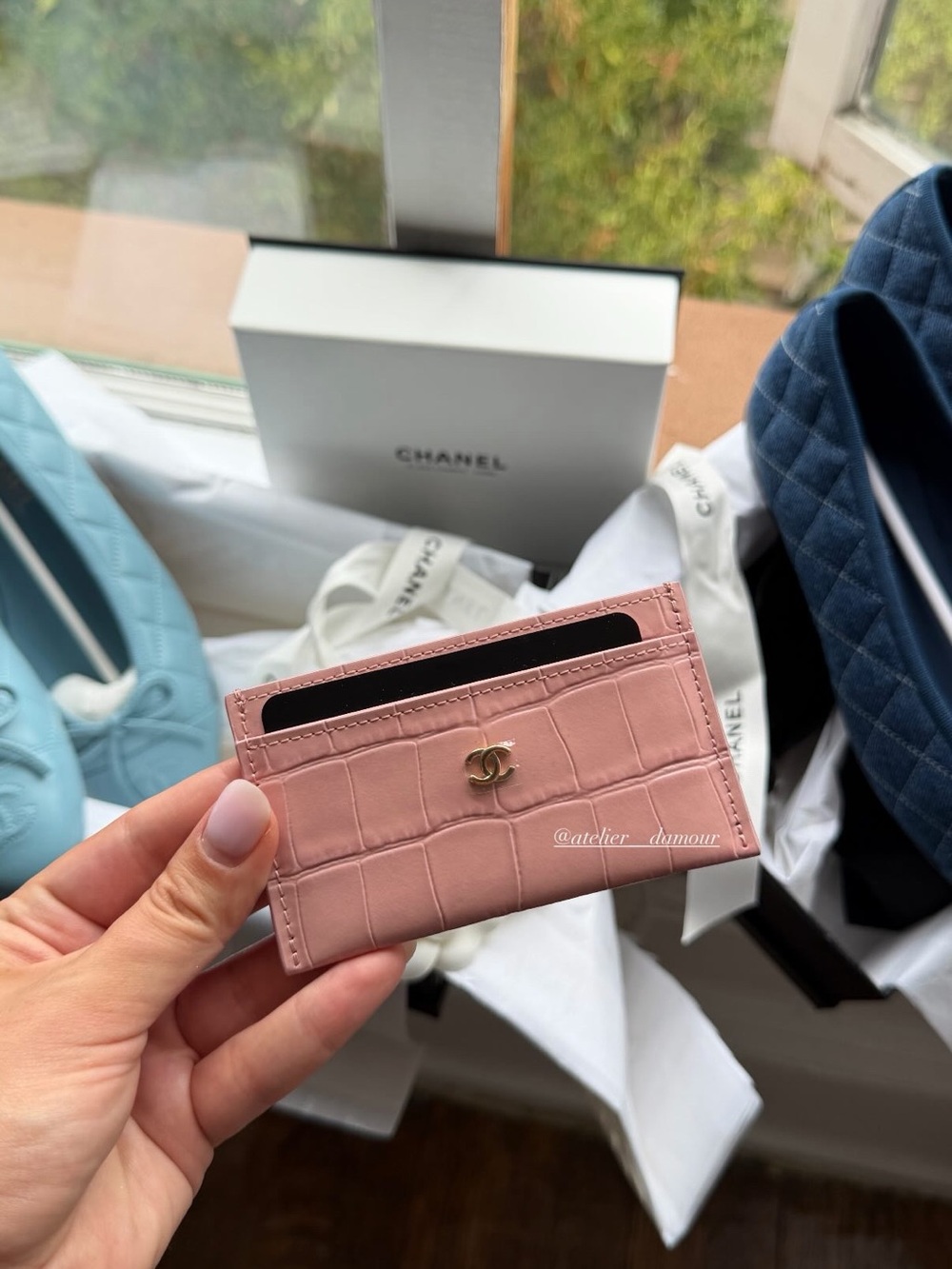 Chanel 26B Croc Embossed Card Holder | NIB